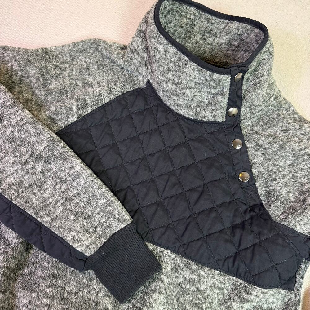 Abercrombie & Fitch Gray Fleece Asymmetrical Snap Quilted Mock Neck Womens S